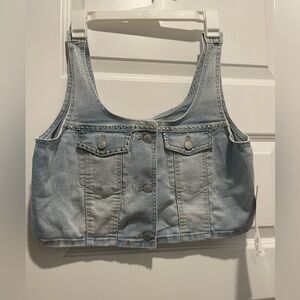 Vanilla Star NWT Button Front Cropped Jean Vest  Size Large